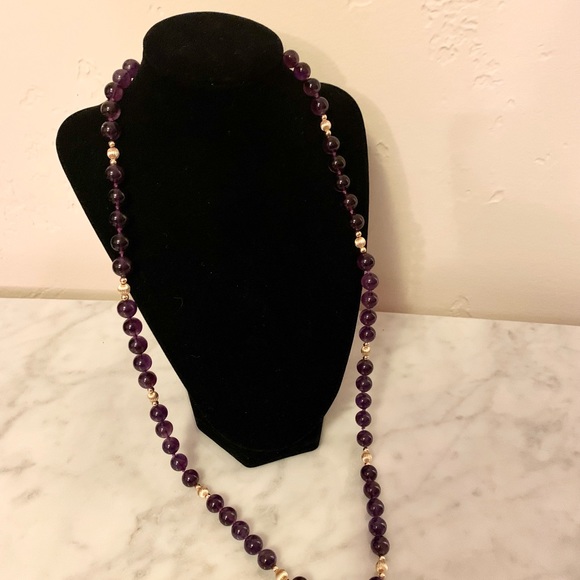 💗Gump’s 14k gold large bead Amethyst long necklace.  AAA++++quality!!! - Picture 2 of 9